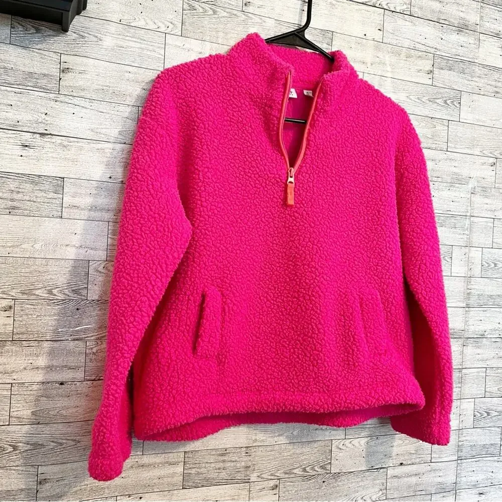 GAP KIDS Fuchsia Sherpa Quarter Zip Fleece XL 12 | Cozy Winter Pullover